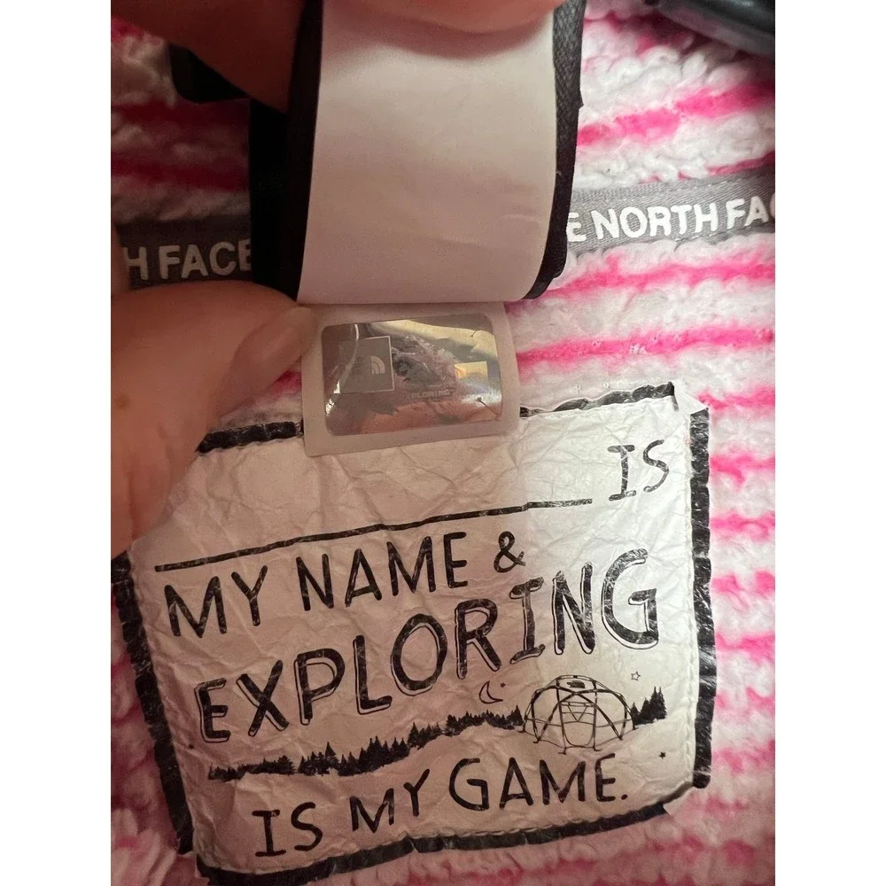 The North Face fleece Jacket‎ girls L pink and white striped